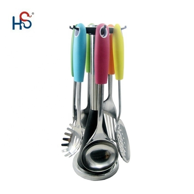Conjunto de utensílios de cozinha coloridos de 6 peças para utensílios de cozinha clássicos em utensílios de cozinha de carrossel