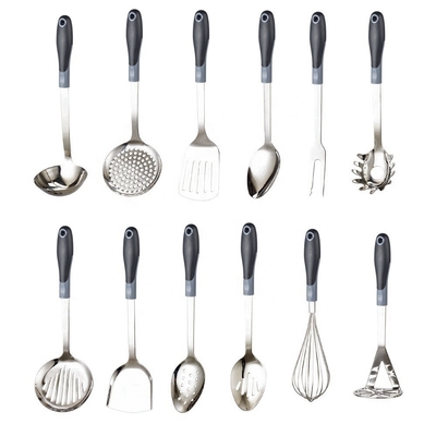 Conjunto de utensílios de cozinha de aço inoxidável personalizados com colher de torneiro e colher de lata