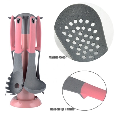 Baby Holiday Pink utensílios de cozinha conjunto Ferramentas de cozinha TPR PP manuseio utensílios de cozinha únicos