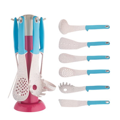 Baby Holiday Pink utensílios de cozinha conjunto Ferramentas de cozinha TPR PP manuseio utensílios de cozinha únicos