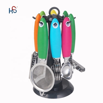 Conjunto de aparelhos de cozinha de aço inoxidável para ferramentas de cozinha sustentáveis e alça TPR