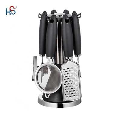 Conjunto de aparelhos de cozinha de aço inoxidável para ferramentas de cozinha sustentáveis e alça TPR