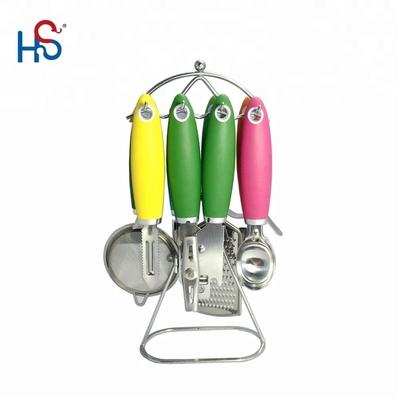 Conjunto de aparelhos de cozinha de aço inoxidável para ferramentas de cozinha sustentáveis e alça TPR