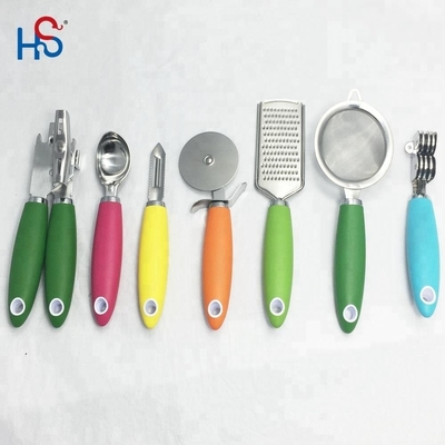 Conjunto de aparelhos de cozinha de aço inoxidável para ferramentas de cozinha sustentáveis e alça TPR