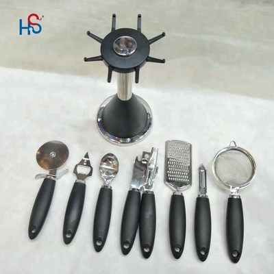 Conjunto de aparelhos de cozinha de aço inoxidável para ferramentas de cozinha sustentáveis e alça TPR