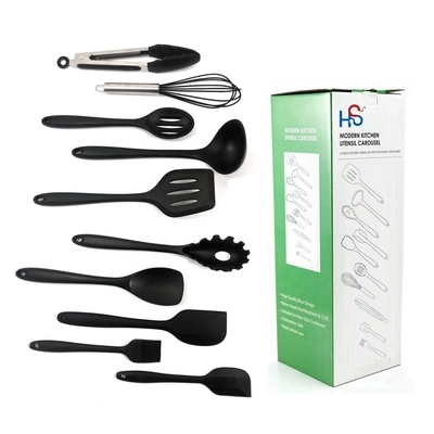 Conjunto de cozinha de silicone não pegajoso Conjunto de utensílios de cozinha coloridos para cozinha certificada ISO9001