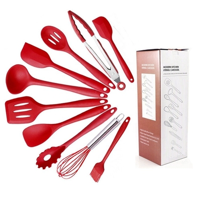 Conjunto de cozinha de silicone não pegajoso Conjunto de utensílios de cozinha coloridos para cozinha certificada ISO9001