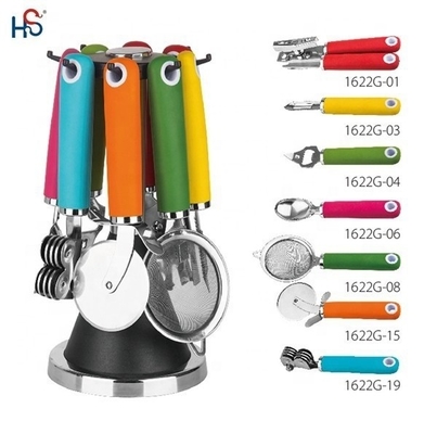 Transforme a sua experiência culinária com o nosso conjunto de ferramentas de cozinha TPR estilo de aço inoxidável