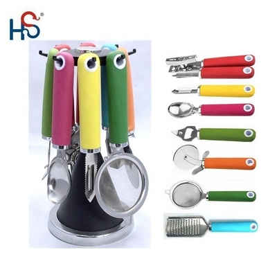 Transforme a sua experiência culinária com o nosso conjunto de ferramentas de cozinha TPR estilo de aço inoxidável