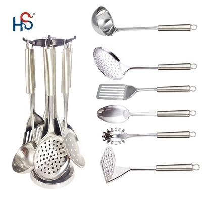 Conjunto de utensílios de cozinha de aço inoxidável de 7 peças sustentável para especificações ODM ou OEM