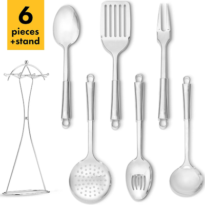 Conjunto de utensílios de cozinha de aço inoxidável de 7 peças sustentável para especificações ODM ou OEM