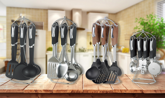 Conjunto de cozinha de aço inoxidável com colher de torneiro para utensílios de cozinha