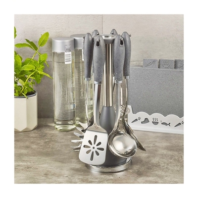 Conjunto de utensílios de aço inoxidável de tipo metálico para utensílios de cozinha retrô sustentáveis
