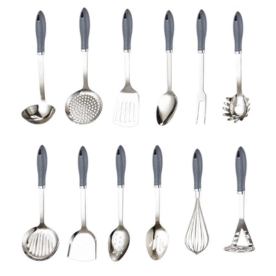 Conjunto de utensílios de aço inoxidável de tipo metálico para utensílios de cozinha retrô sustentáveis