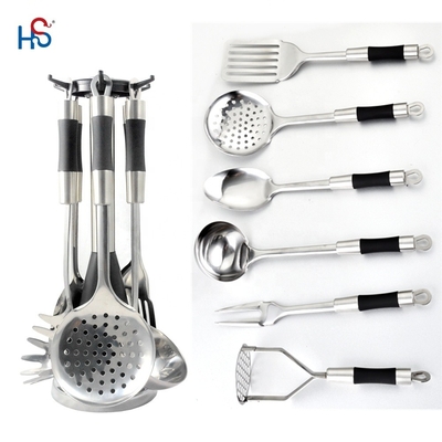 Conjuntos de utensílios de aço inoxidável para sopa de cozinha, colher de sopa, esguichador, torneiro, espátula, colher de arroz