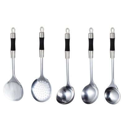 Conjuntos de utensílios de aço inoxidável para sopa de cozinha, colher de sopa, esguichador, torneiro, espátula, colher de arroz