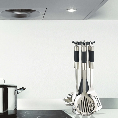 Utensílios de cozinha de aço inoxidável de cozinha com impressão de seda ou logotipo gravado
