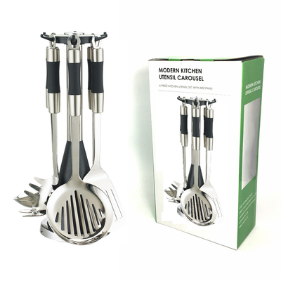Utensílios de cozinha de aço inoxidável de cozinha com impressão de seda ou logotipo gravado
