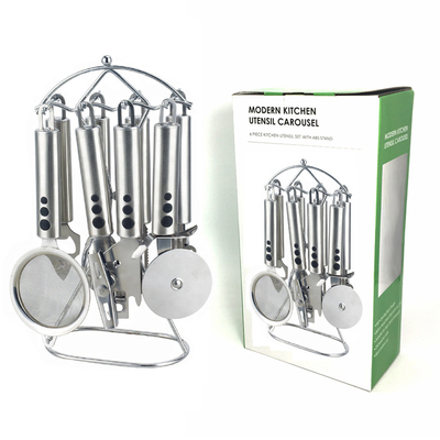 Conjuntos de utensílios de cozinha com logotipo de impressão de seda 201/410 Ferramentas de cozinha de aço inoxidável
