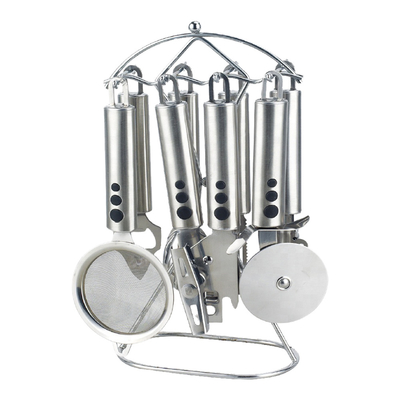 Conjuntos de utensílios de cozinha com logotipo de impressão de seda 201/410 Ferramentas de cozinha de aço inoxidável