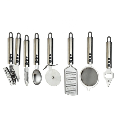 Conjuntos de utensílios de cozinha com logotipo de impressão de seda 201/410 Ferramentas de cozinha de aço inoxidável