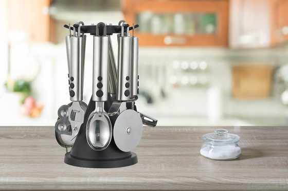 Conjuntos de utensílios de cozinha com logotipo de impressão de seda 201/410 Ferramentas de cozinha de aço inoxidável