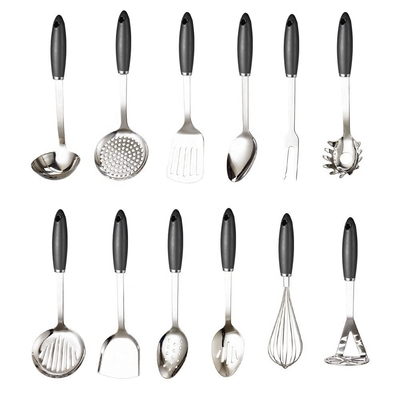 TPR manuseador de plástico 7 peças de aço inoxidável utensílios de cozinha conjunto para todos os utensílios de cozinha