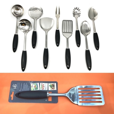 TPR manuseador de plástico 7 peças de aço inoxidável utensílios de cozinha conjunto para todos os utensílios de cozinha