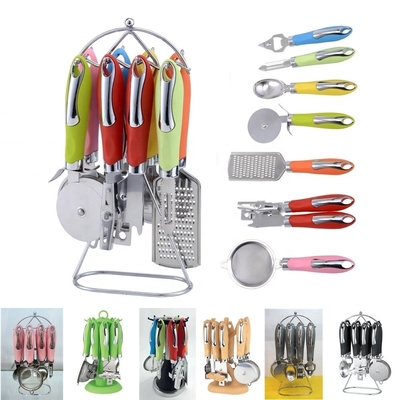 Utensílios de cozinha de aço inoxidável de qualidade alimentar com aparelhos de arco-íris e ferramentas de pizza