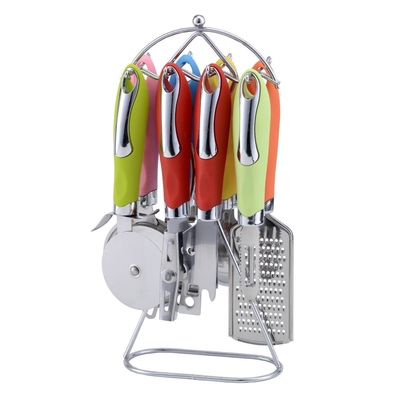 Utensílios de cozinha de aço inoxidável de qualidade alimentar com aparelhos de arco-íris e ferramentas de pizza