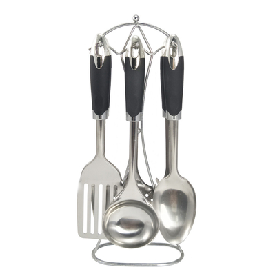 Sustentável ABS manuseio conjunto de utensílios de aço inoxidável para acessórios de cozinha na cozinha
