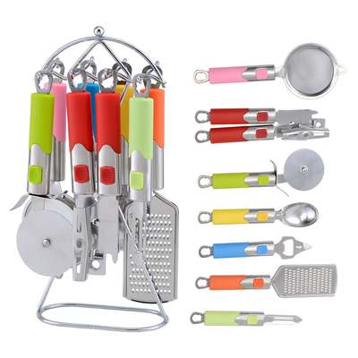 Utensílios domésticos Conjuntos de utensílios de cozinha de qualquer cor com plástico de aço inoxidável
