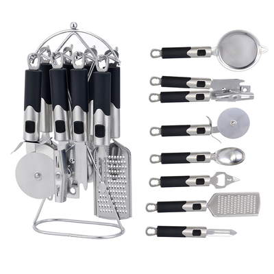 Utensílios domésticos Conjuntos de utensílios de cozinha de qualquer cor com plástico de aço inoxidável