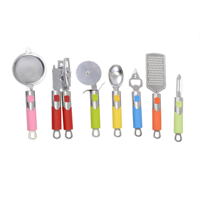 Utensílios domésticos Conjuntos de utensílios de cozinha de qualquer cor com plástico de aço inoxidável