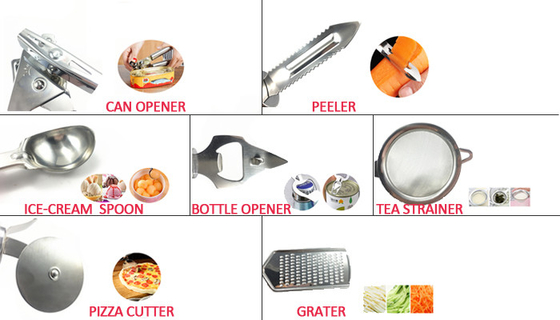 Acessórios de cozinha ecológicos de plástico durável de 7 peças para cozinhar funcional