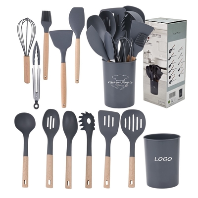 Ferramentas de cozinha de silicone Cocina Set 12 peças Ferramentas de cozinha com alças de madeira utensílios