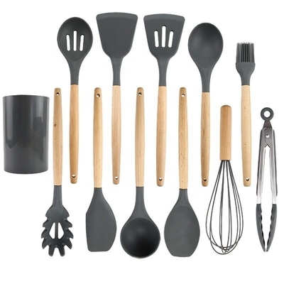Experimente a melhor cozinha com um conjunto de utensílios de cozinha de silicone e um cabo de madeira