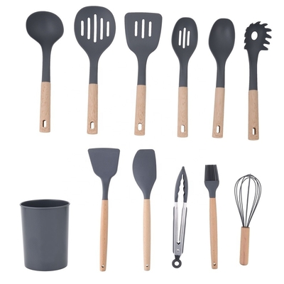 12PCS utensílios de cozinha de silicone antiaderente com suporte de plástico