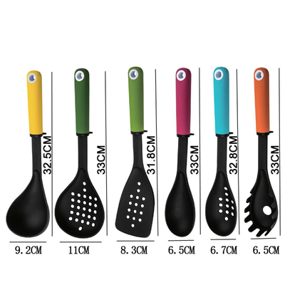 PA66 Ferramentas de cozinha de plástico multifunção de 6 peças para servir e cozinhar