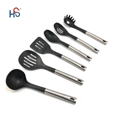 Set de utensílios de cozinha de aço inoxidável de 7 peças utensílios de cozinha de nylon e opção de logotipo personalizado