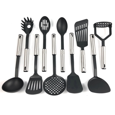 Conjunto de utensílios de cozinha feitos de aço inoxidável com alça resistente ao calor até 210C