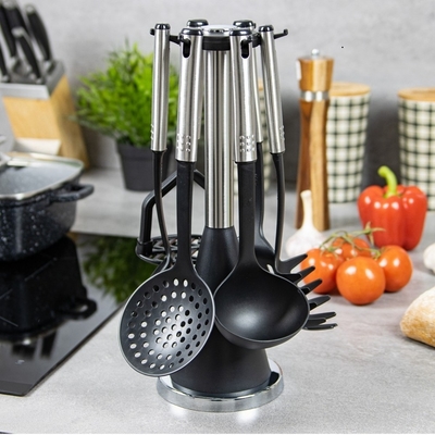 Conjunto de utensílios de cozinha feitos de aço inoxidável com alça resistente ao calor até 210C