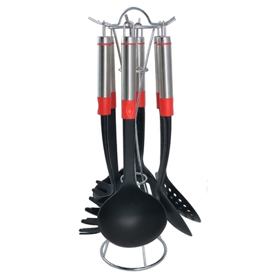 Logotipo Impresso Ferramentas de cozinha Conjunto de 7 peças utensílios resistentes ao calor para cozinhar versátil