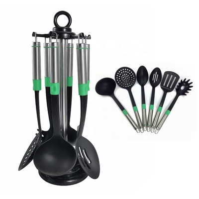Logotipo Impresso Ferramentas de cozinha Conjunto de 7 peças utensílios resistentes ao calor para cozinhar versátil