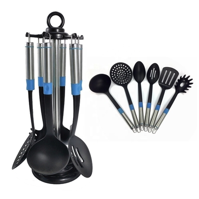 Logotipo Impresso Ferramentas de cozinha Conjunto de 7 peças utensílios resistentes ao calor para cozinhar versátil