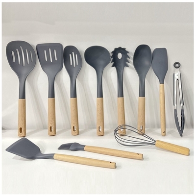 Conjunto de utensílios de silicone com suporte para utensílios resistente ao calor até 240 ° C revestimento antiaderente