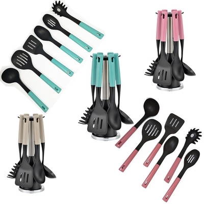 Conjunto de utensílios de silicone com suporte para utensílios resistente ao calor até 240 ° C revestimento antiaderente