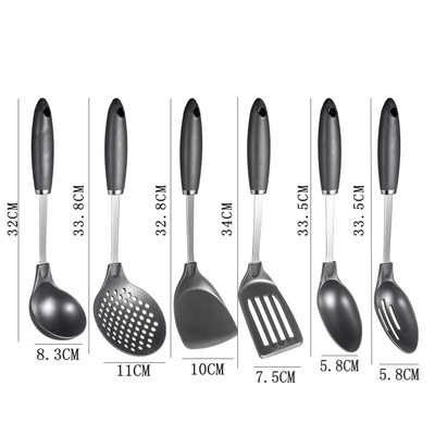 TPR manuseio utensílios de cozinha de aço inoxidável colheres para acessórios domésticos e de cozinha