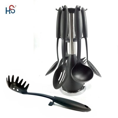 TPR manuseio utensílios de cozinha de aço inoxidável colheres para acessórios domésticos e de cozinha