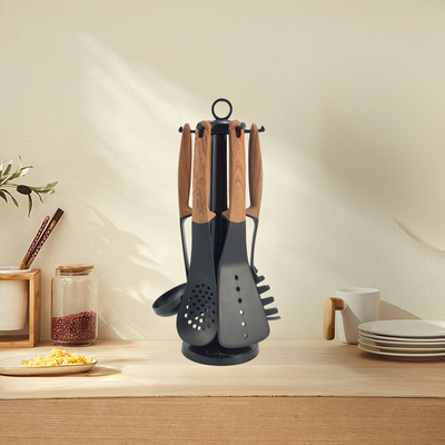 Acessórios de cozinha utensílios de cozinha não tóxicos personalizados com ferramentas de manuseio ABS preto